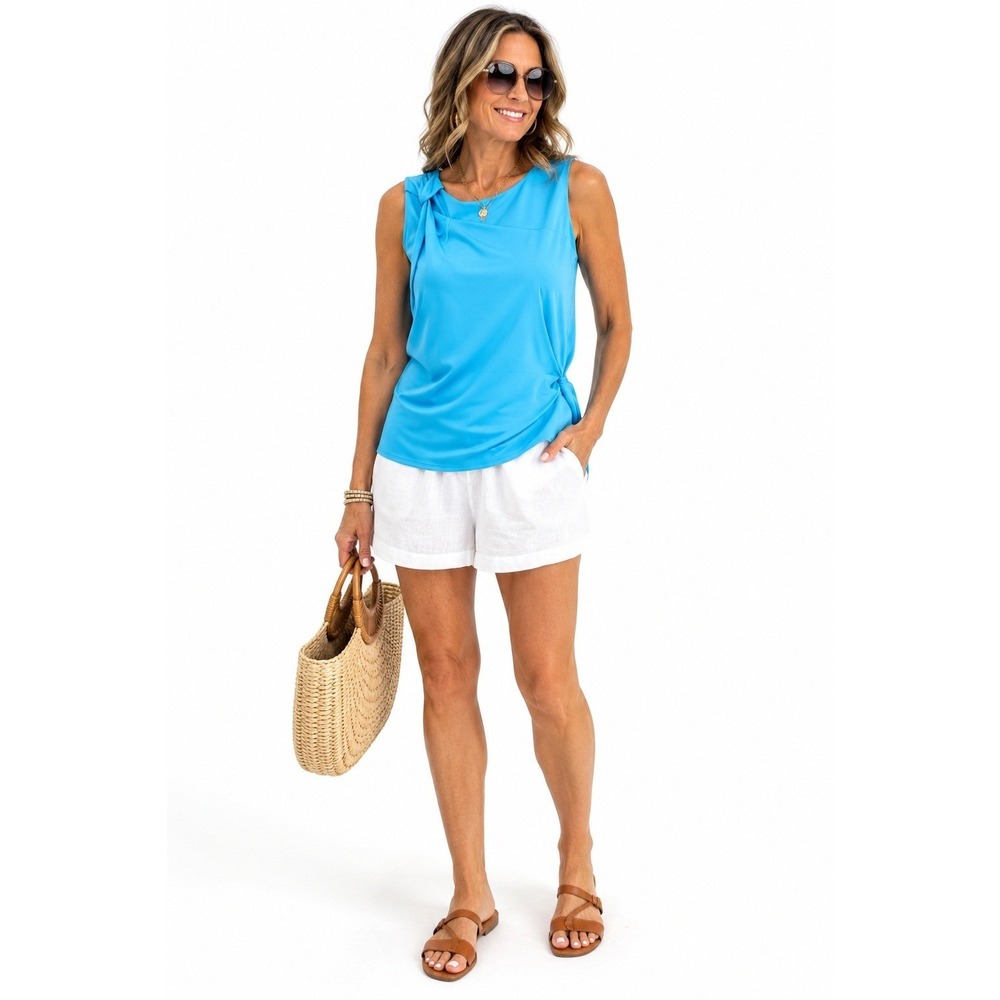 Women's Sleeveless Side Knot Top by Alfani Blue Size XL New With Tags